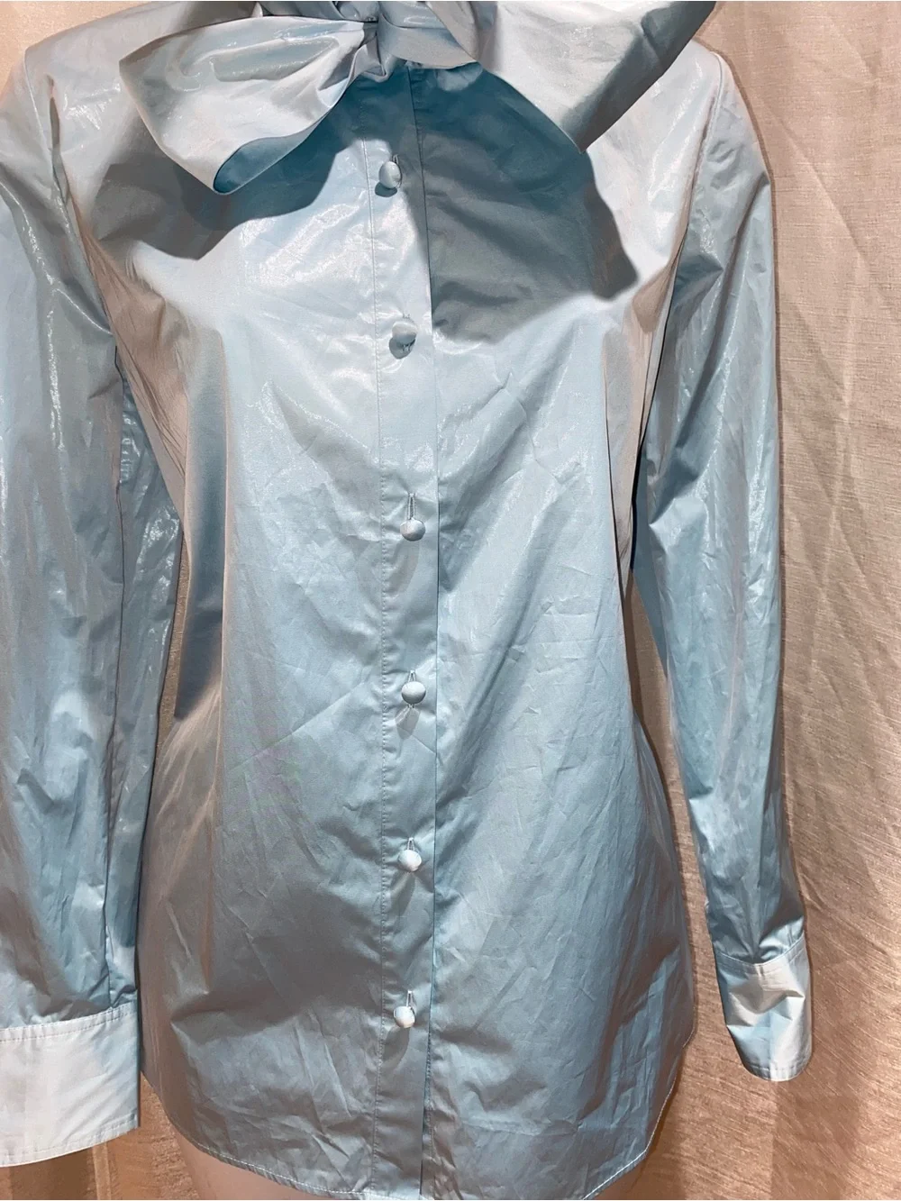 TORY BURCH  Light Blue Tie-Neck Blouse SZ 2
